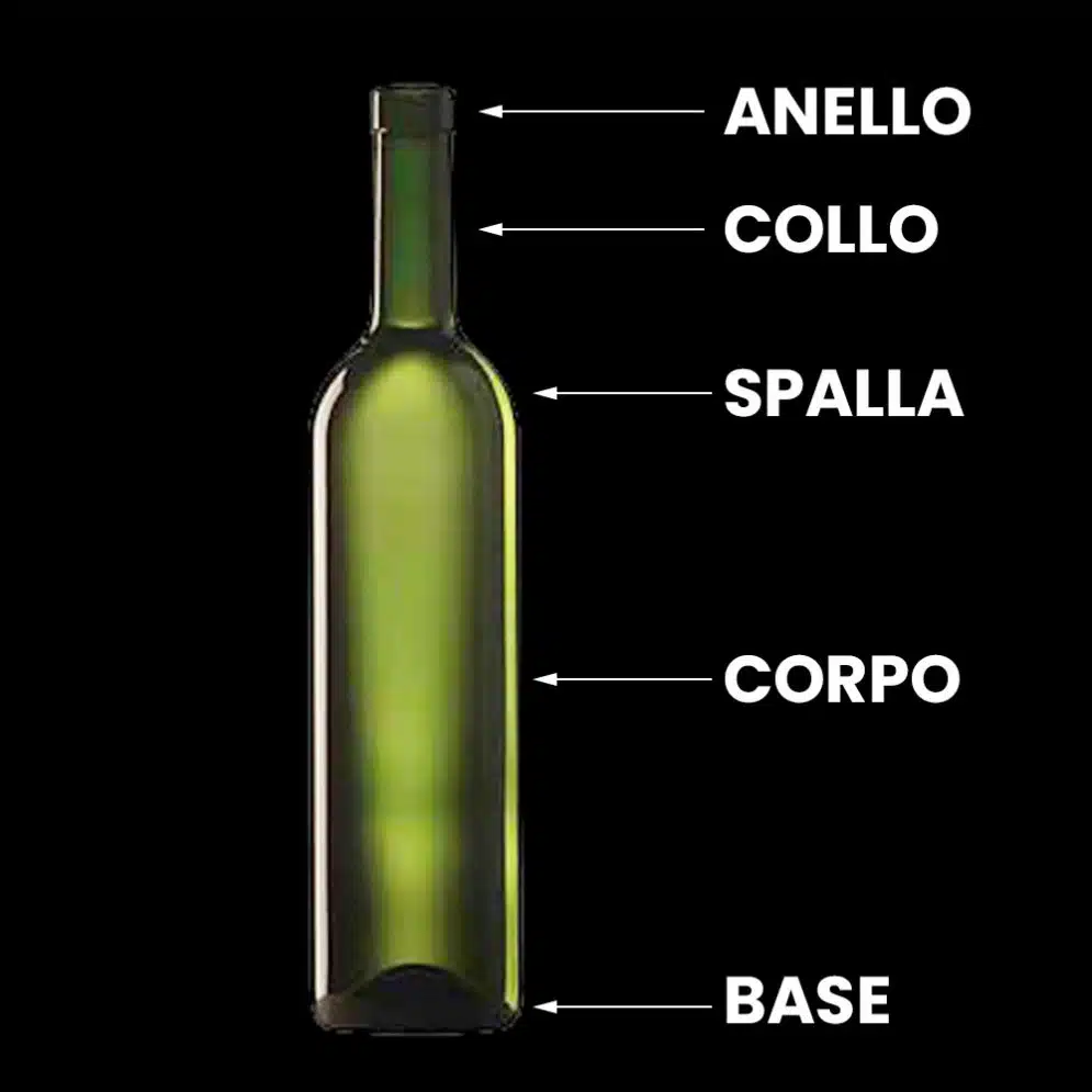 Qual è la forma e la dimensione di una bottiglia da vino?